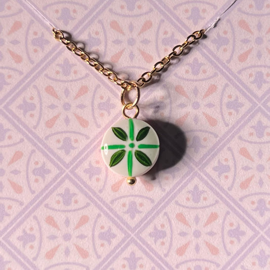 Collana Color Oro con Micro Maiolica Tonda Verde