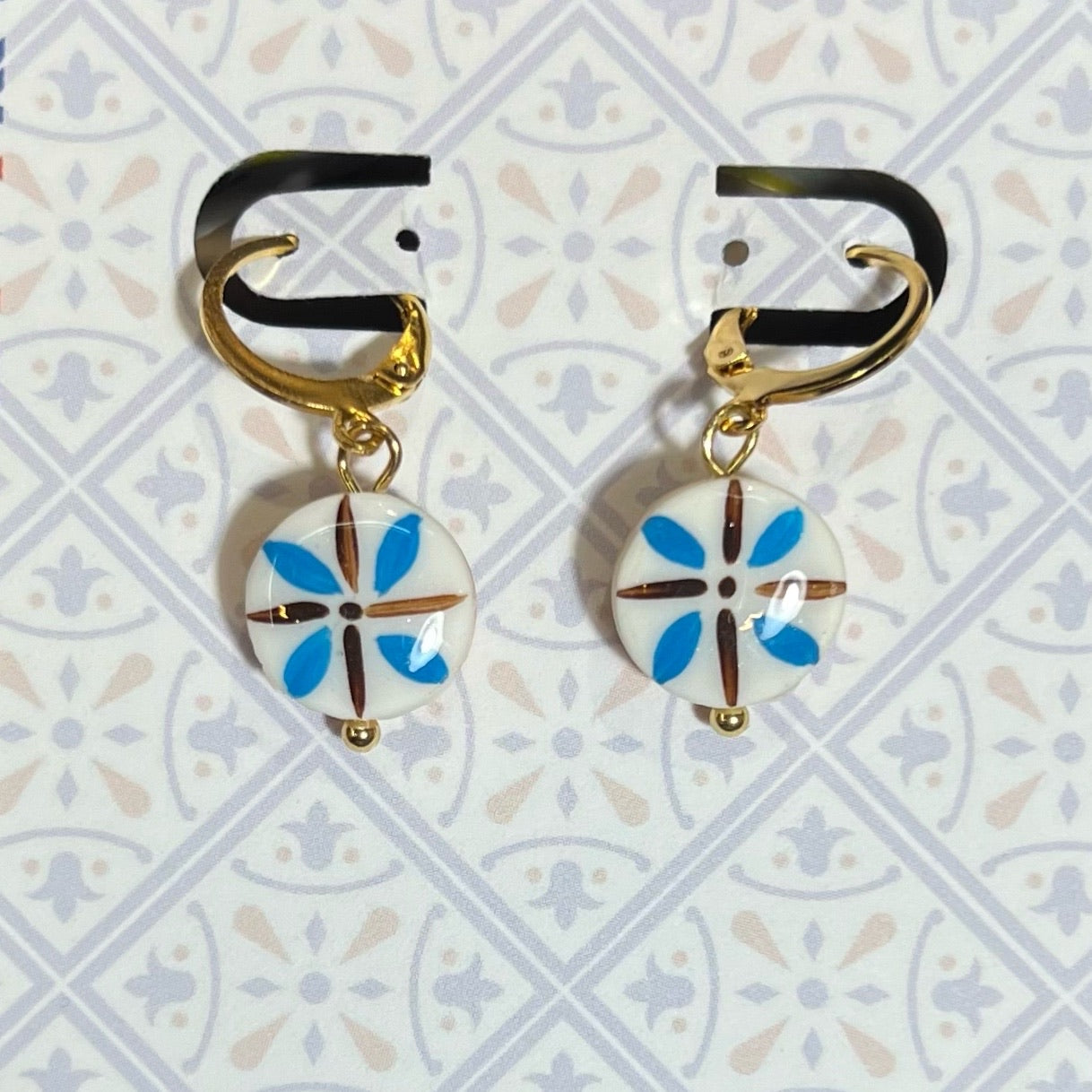 Cerchietto Micro Maiolica Tonda Azzurro Marrone